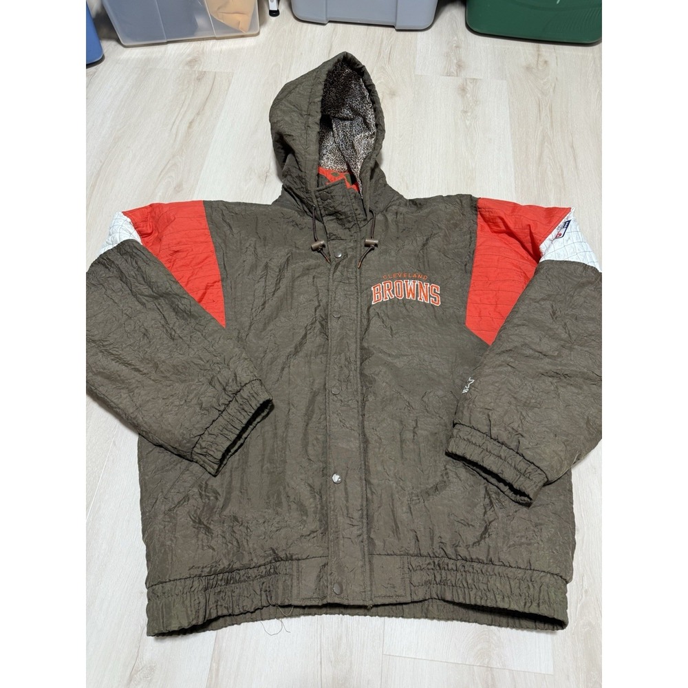 Vintage Cleveland Browns Starter Jacket Men's Size Large Brown Orange 90s NFL